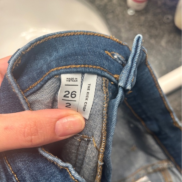 Loft Patch Pocket High Rise Kick Crop Jeans in Dark Wash Size 26 - Picture 6 of 8